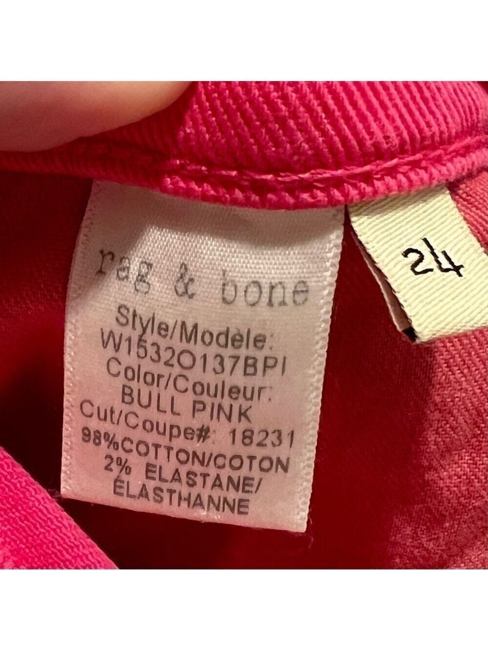 rag & BONE hot pink skinny high rise jeans. Size 24 - Picture 6 of 9